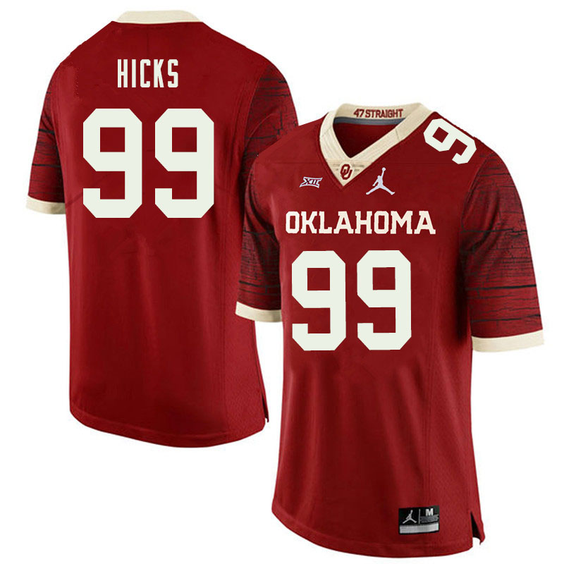 Jordan Brand Men #99 Marcus Hicks Oklahoma Sooners College Football Jerseys Sale-Retro